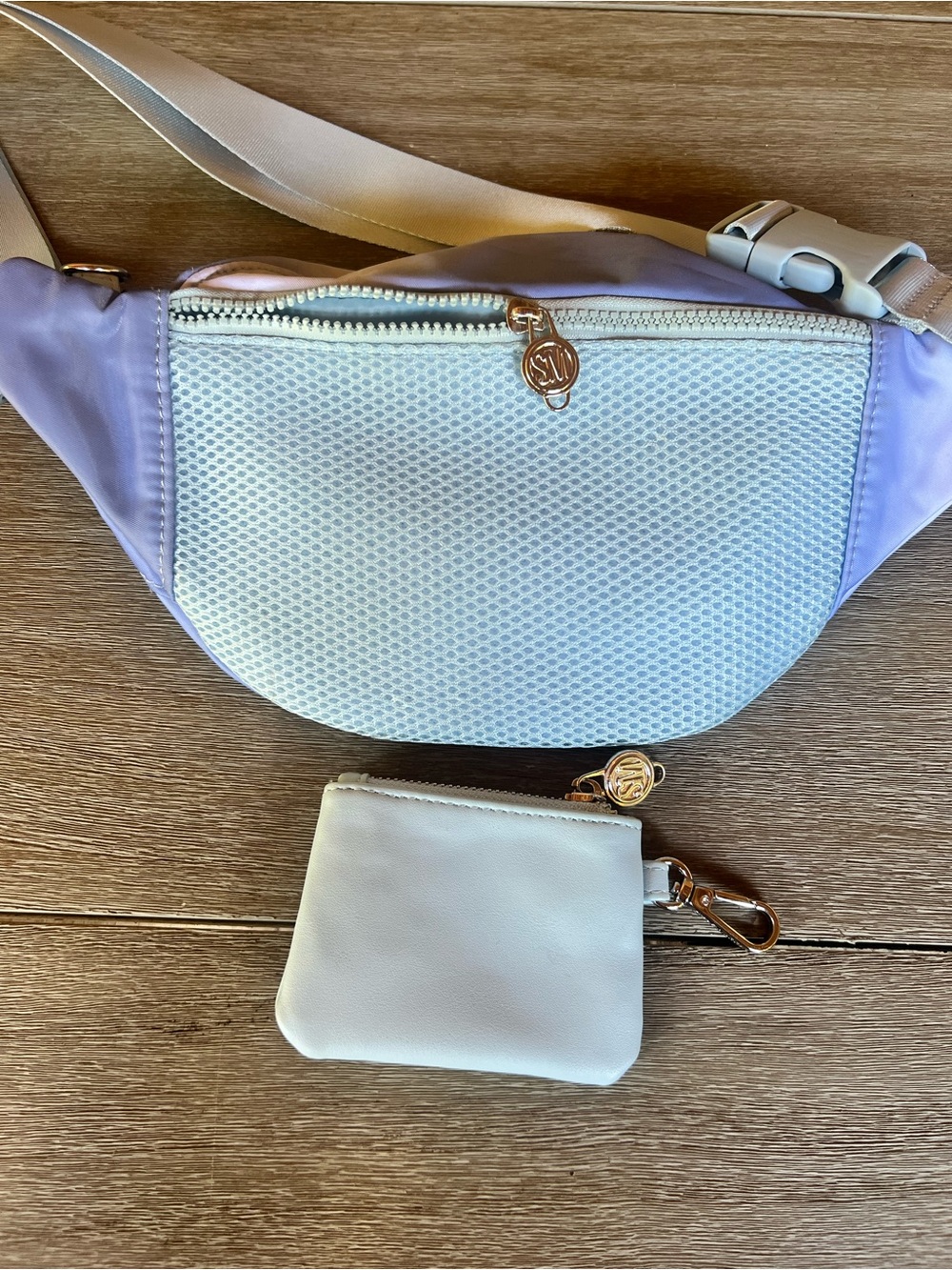 Stylish Lavender & Blue Women’s Belt Bag with Coin Pouch